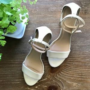 J Crew Satin Heels with Ankle Straps G0888 Ivory